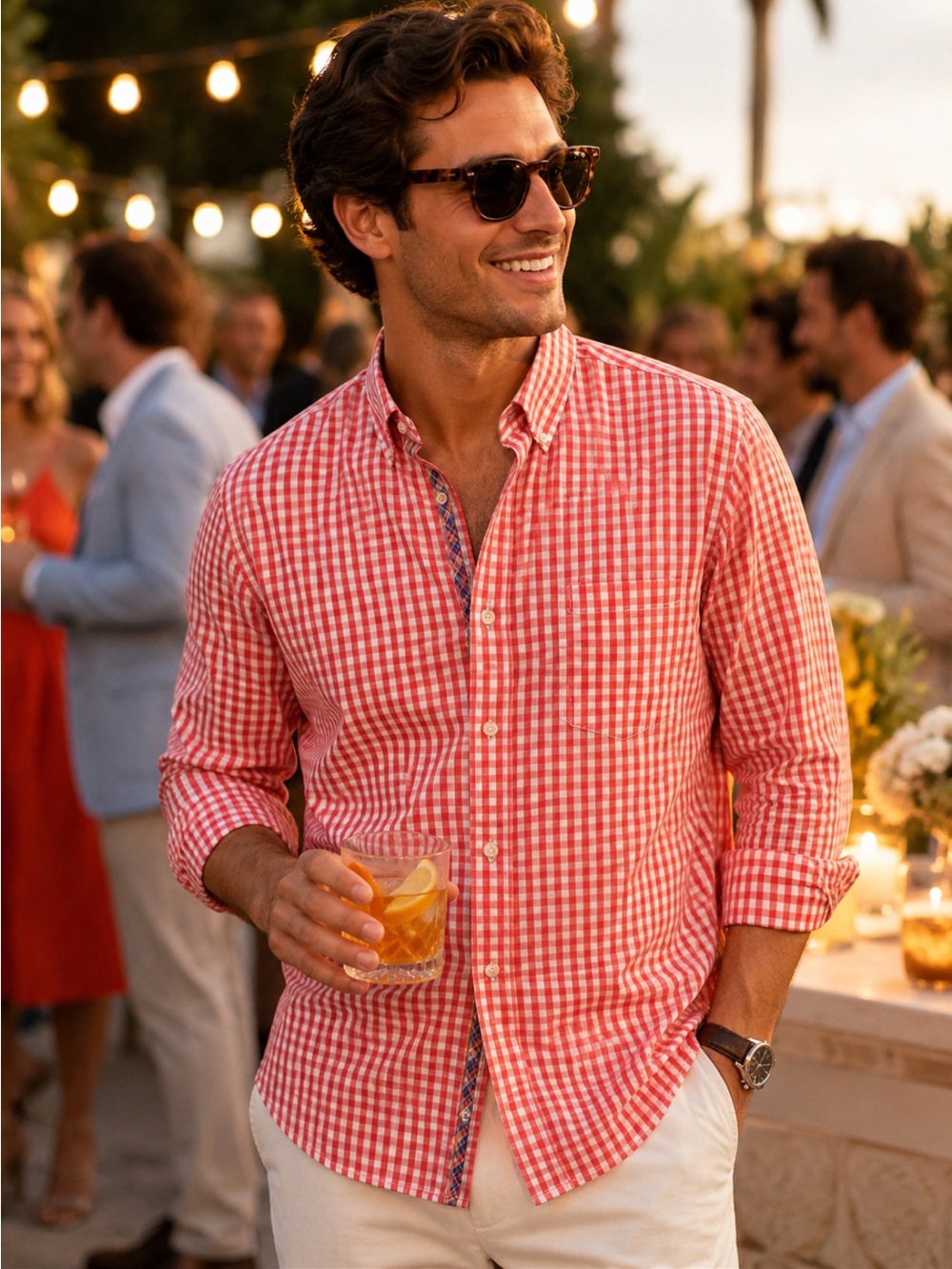 Tailorbyrd Men's Orange Gingham Button-Down Shirt - Classic Casual.  Size XXL